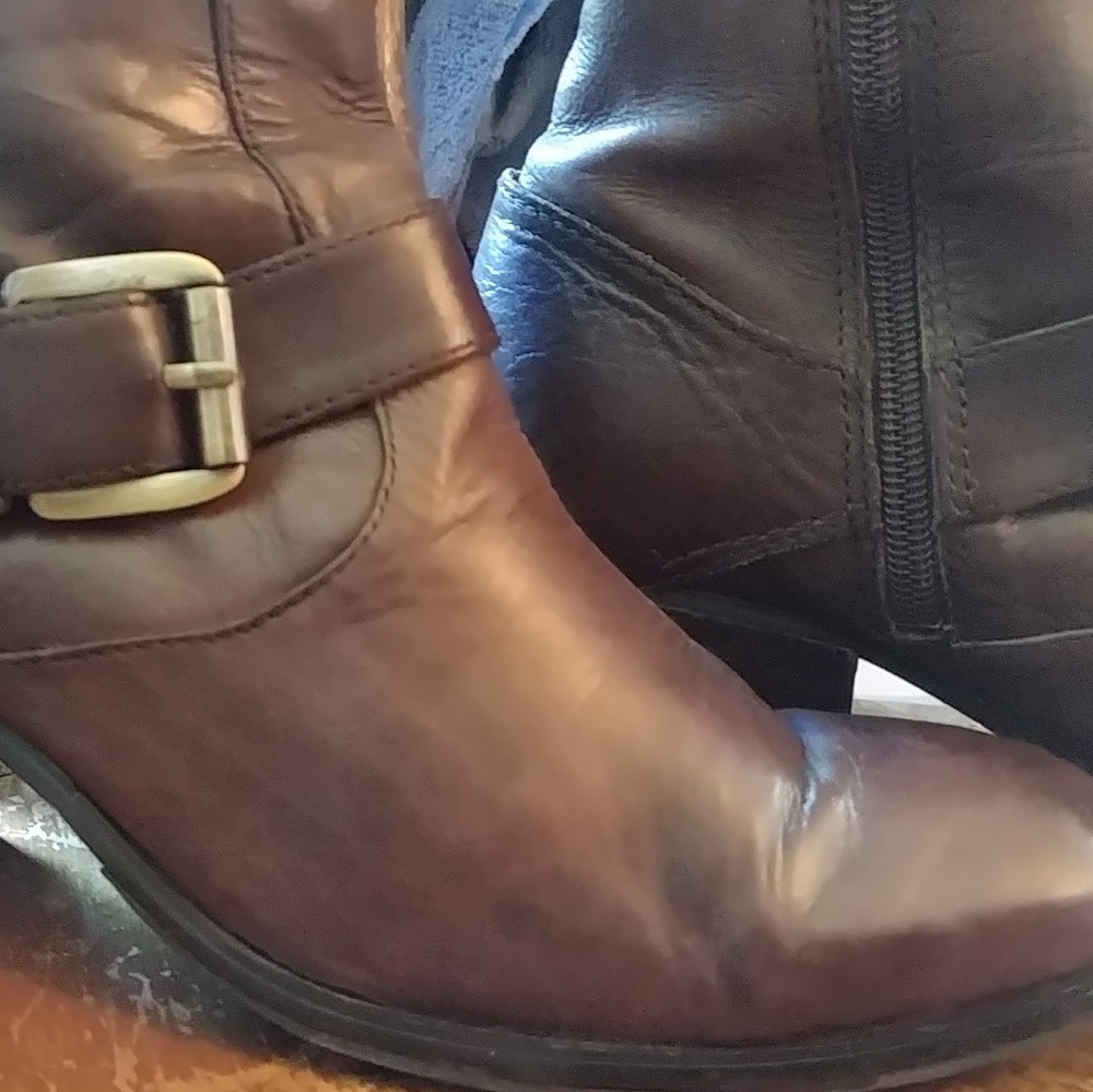 8.5 NINE WEST KNEE HIGH womens LEATHER ZIP  BOOTS